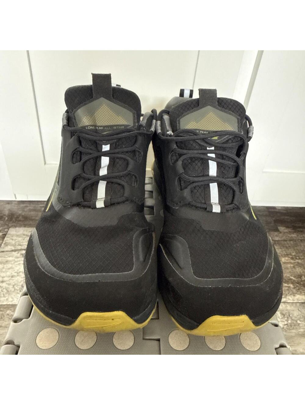 Altra Shoes Mens Size 8 Black Yellow Lone Peak All  WTHR Trail Running Hiking - Picture 3 of 14